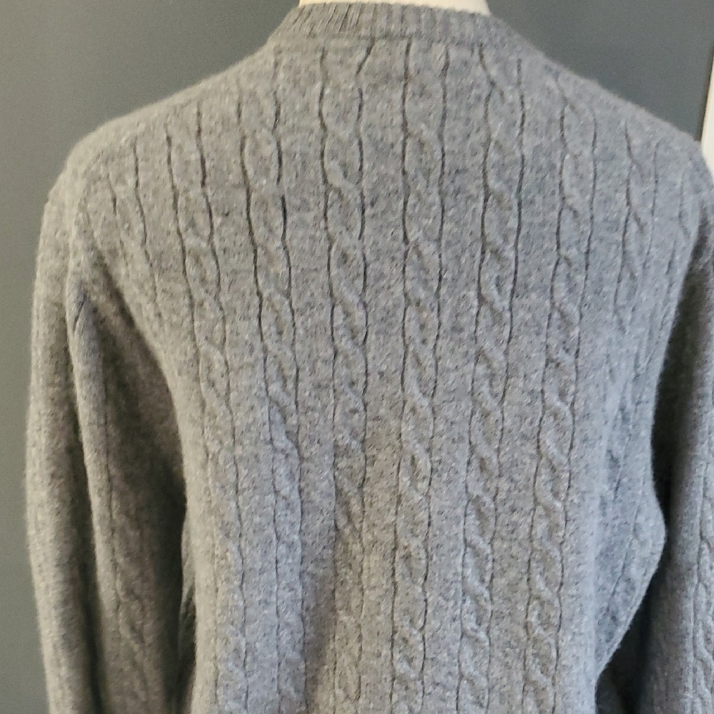 Brooks Brothers Lambwool Gray Cable Knit Crewneck Sweater - Picture 6 of 13